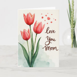 Tulipes Écarlates T'aiment Maman Carte