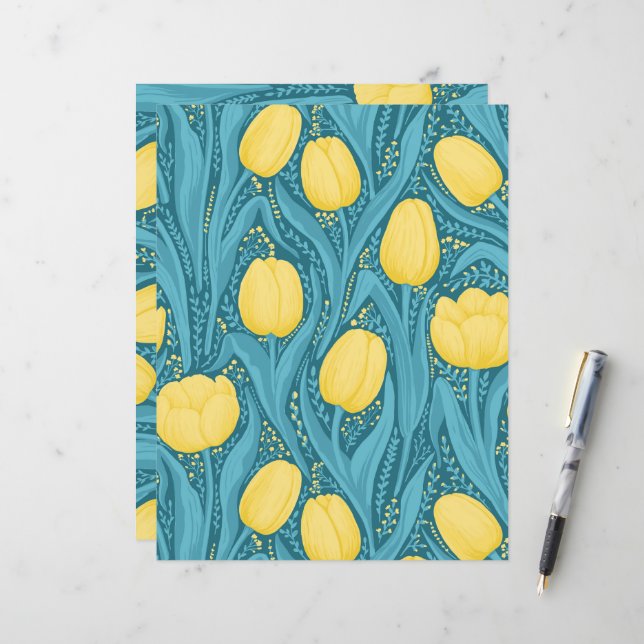 Tulipes en bleu et jaune (Devant/Arrière en situation)