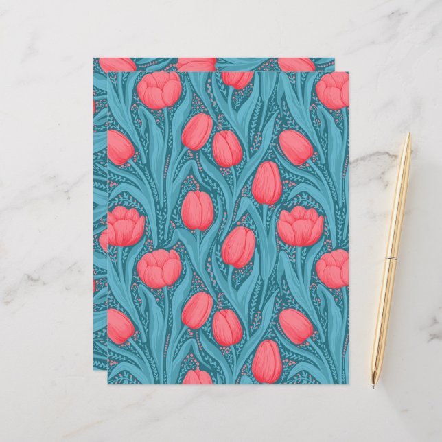 Tulipes en bleu et rouge (Devant/Arrière en situation)