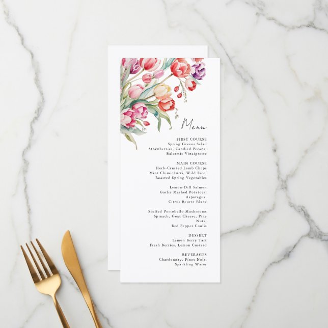 tulipes en cascade menu mariage (Devant/Arrière en situation)