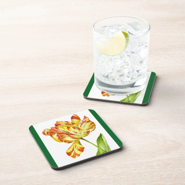 Tulipes enflammées sur un set de dessous de verre (Côté Droit)