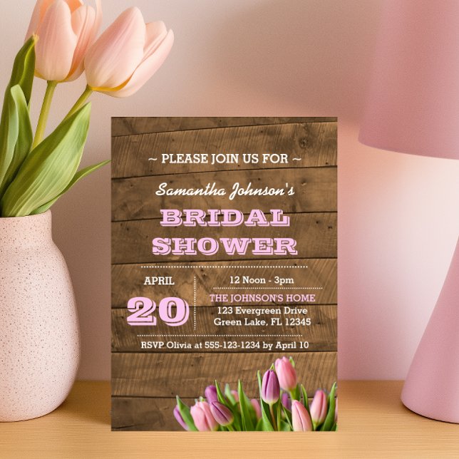 Tulipes et Barnwood Invitations de douche nuptiale (Créateur téléchargé)