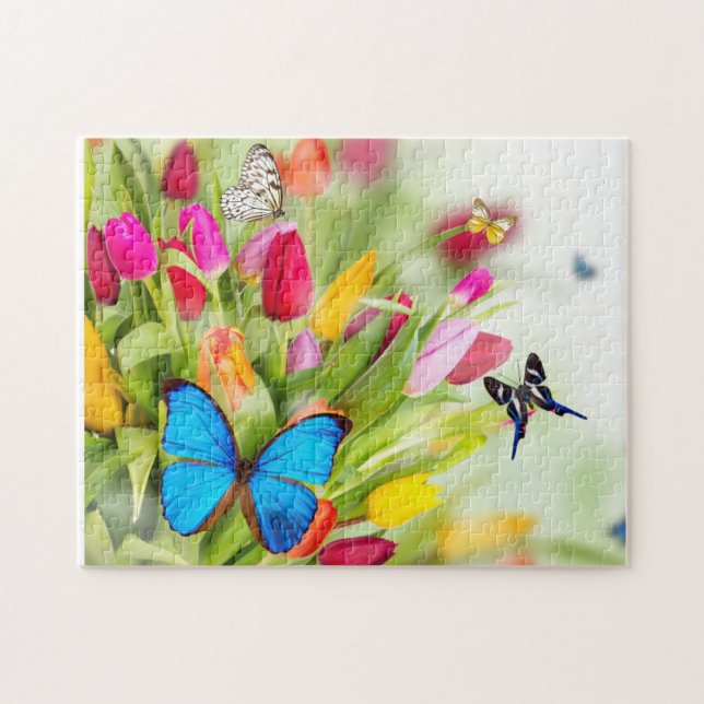 Tulipes et papillons puzzle (Horizontal)