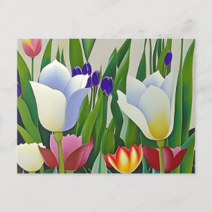 Tulipes, fleurs, carte postale pour la traversée