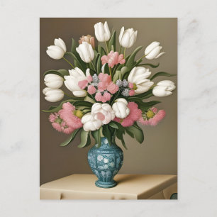 Tulipes, fleurs, carte postale pour la traversée