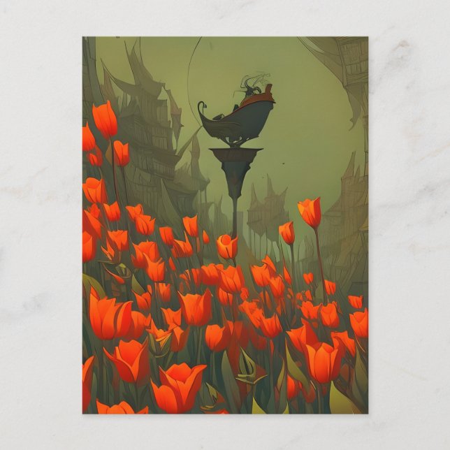 Tulipes, fleurs, carte postale pour la traversée (Devant)