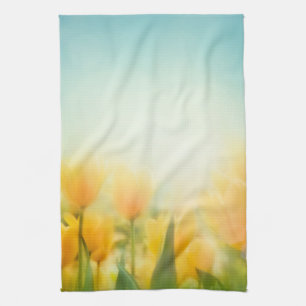 Tulipes Jaunes Baisées Soleil Serviette Cuisine