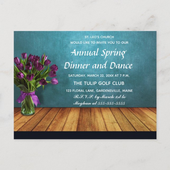 Tulipes modifiables dans un pot Invitation à dîner (Devant)