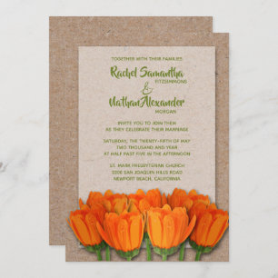Tulipes orange sur les invitations de mariage Kraf