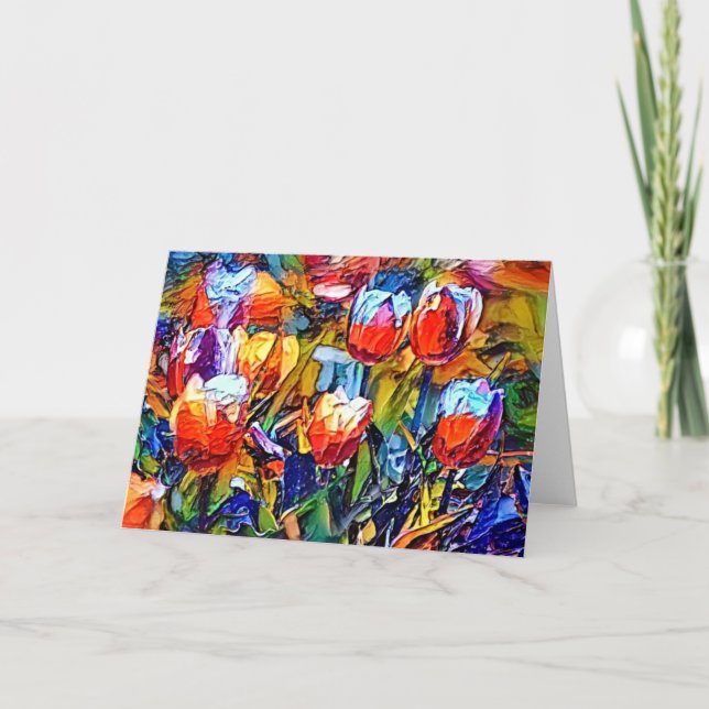 Tulipes peintes Art 1 Carte Art Note (Devant)
