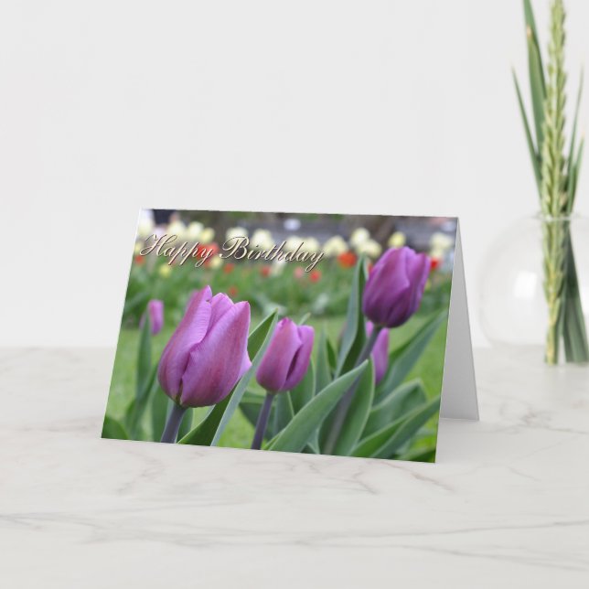 Tulipes pourpres - Carte d'anniversaire -Personnal (Devant)