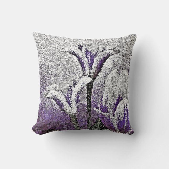 Tulipes pourpres - Peinture Coussin d'art (Recto)