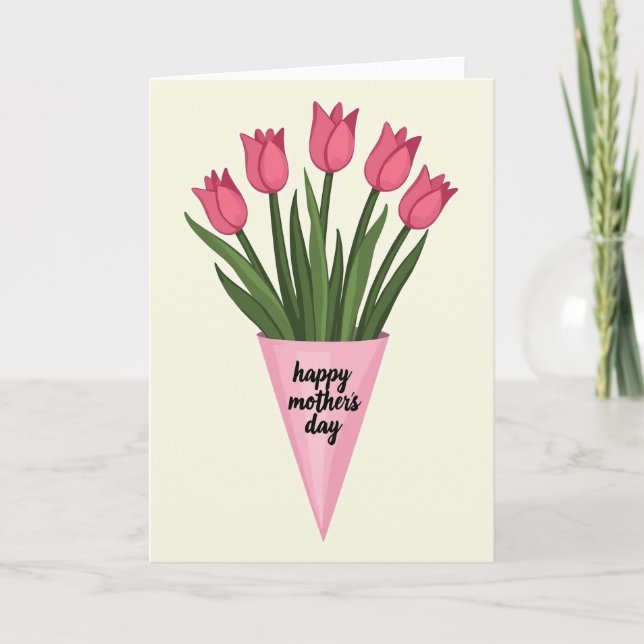 Tulipes rayées Carte de fêtes des mères (Devant)