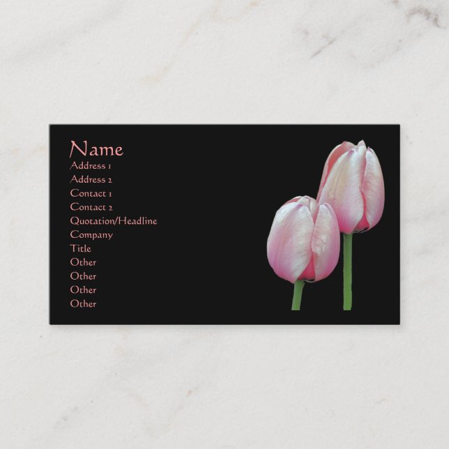 Tulipes roses Carte de visite floral (Devant)