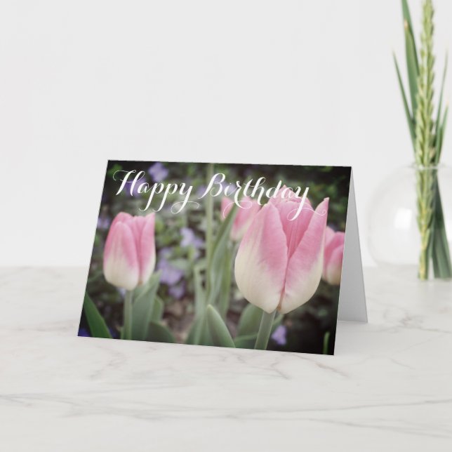 Tulipes roses dans la carte d'anniversaire de (Devant)