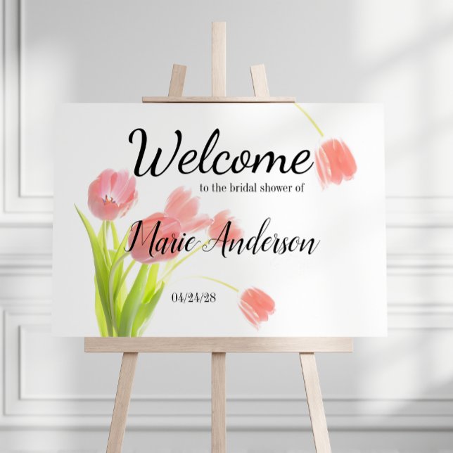 Tulipes Roses Doux Affiche Florale Féminine pour E (Créateur téléchargé)