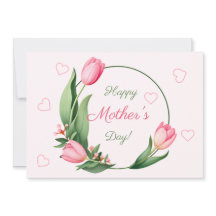 Tulipes Roses Élégantes Carte Fête des Mères