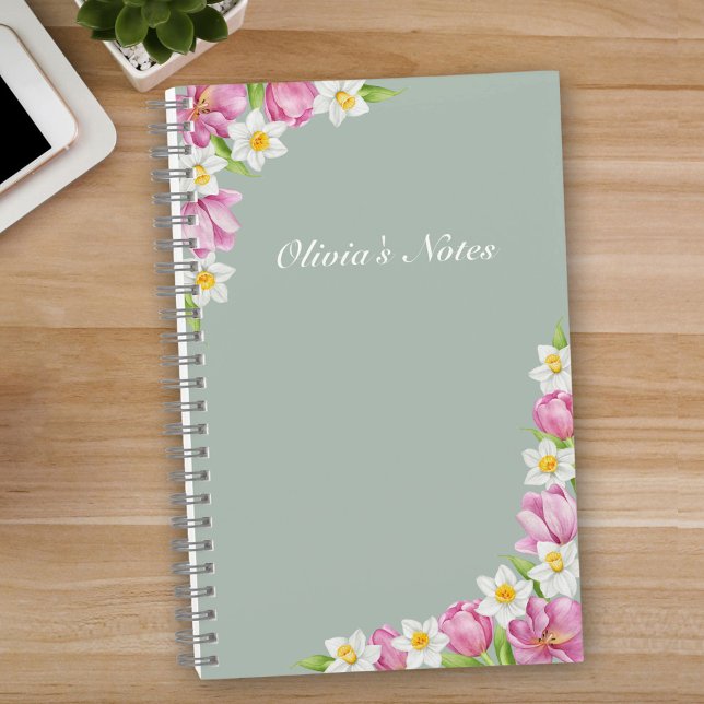 Tulipes roses et jonquilles Cahier de fleurs de pr (Créateur téléchargé)