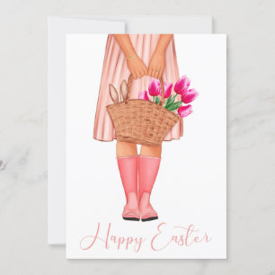 Tulipes roses Fashion Girl Joyeux Pâques