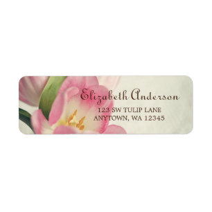 Tulipes roses vintages Étiquettes de adresse