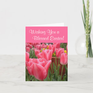 Tulipes roses - Vous souhaite une carte de Pâques
