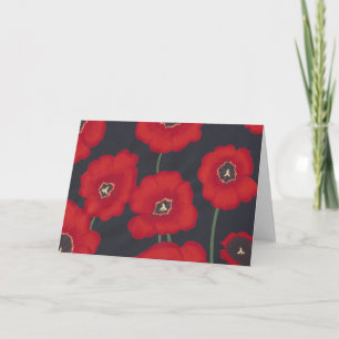 Tulipes rouges brillantes sur noir, Cartes de voeu