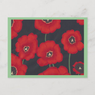 Tulipes rouges brillantes sur noir, Cartes postale