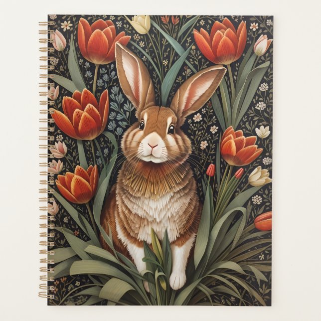 Tulipes rouges Brown de lapin William Morris inspi (Devant)