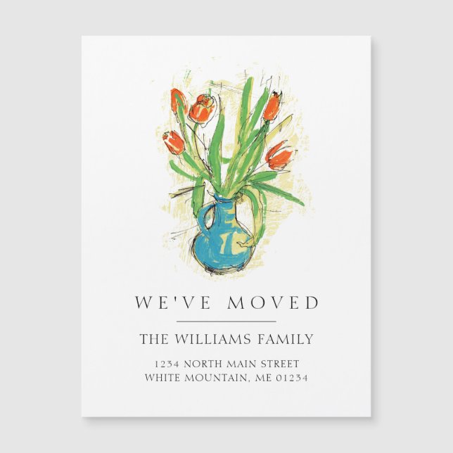 Tulipes rouges modernes Vase bleu Floral Moteur ma (Devant)