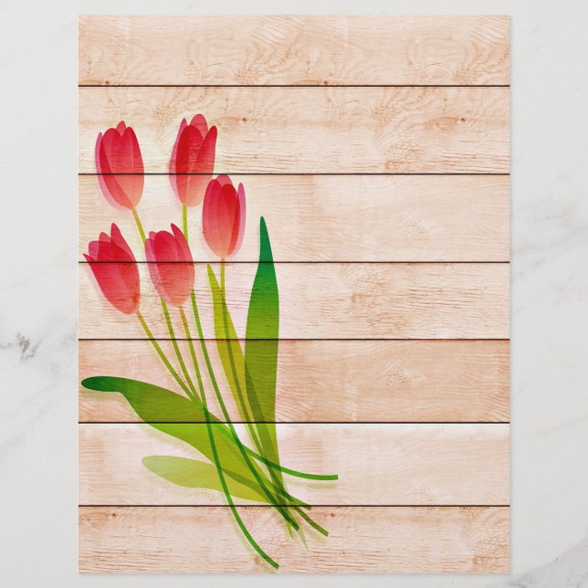 Tulipes rouges sur bois (Devant)
