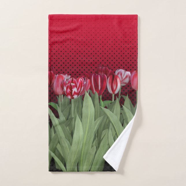 Tulipes rouges sur dégradé (Serviette à main)