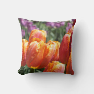Tulipes Saumons Orange Printemps Jeter Oreiller