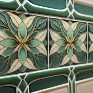 Tulipes sur carreau en céramique Art Nouveau symét