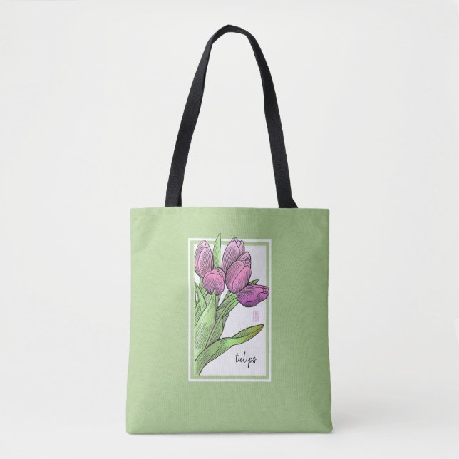 Tulipes sur le Sac fourre-tout Sage (Devant)