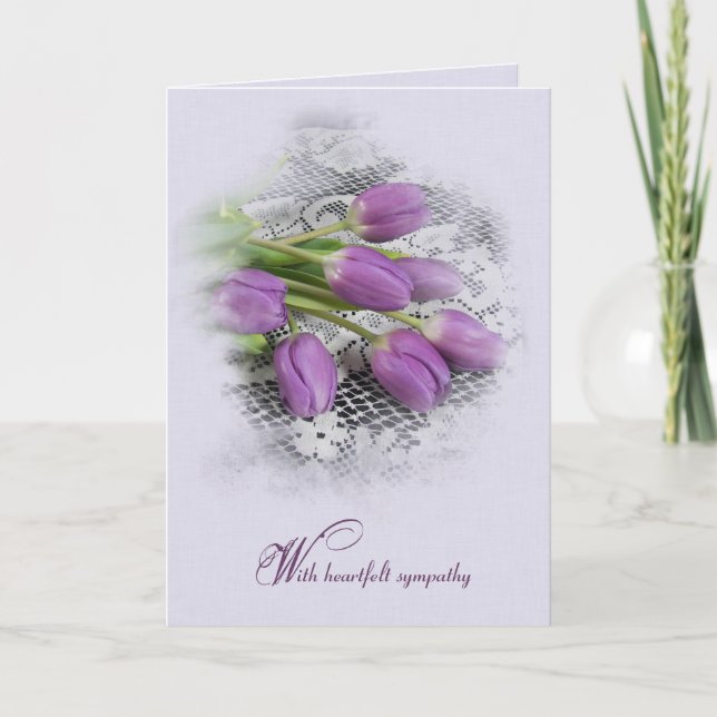 Tulipes violettes sur la carte de dentelle (Devant)