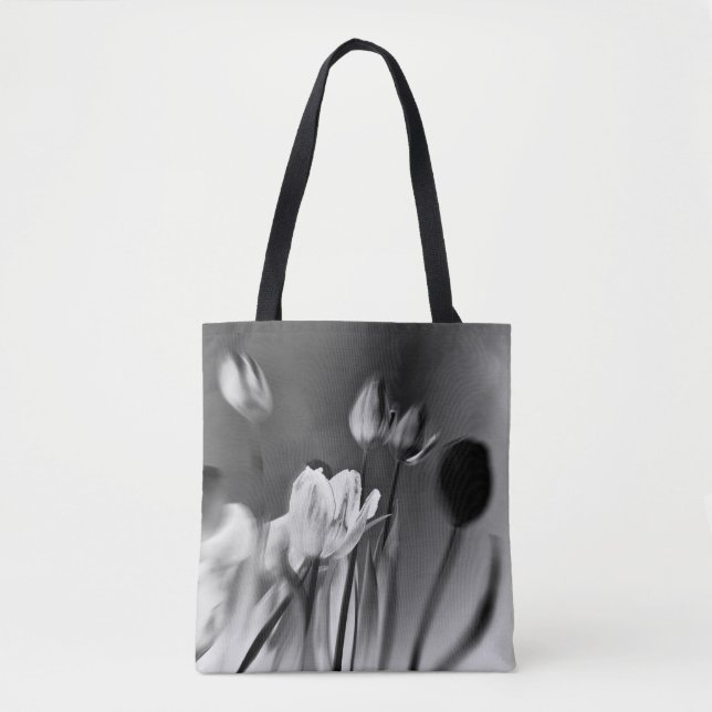 Tulips Black and White Tote Bag (Devant)