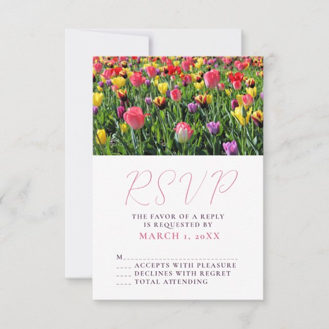 Tulips Printemps mariage RSVP (Devant)