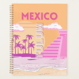 Tulum, Art de voyage, Art rétro, Rose, Orange