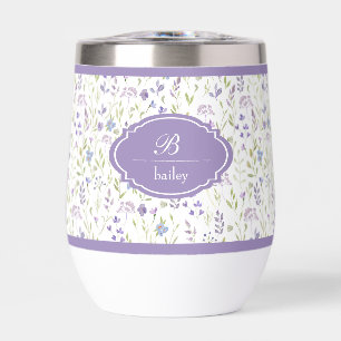 Tumbler à monogramme floral violet personnalisé