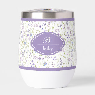 Tumbler à monogramme floral violet personnalisé