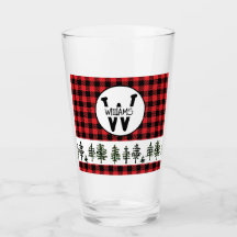 Tumbler en verre à monogramme à carreaux