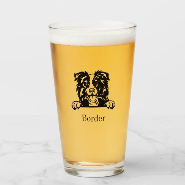 Tumbler en verre Collie bordure (Devant (rempli))