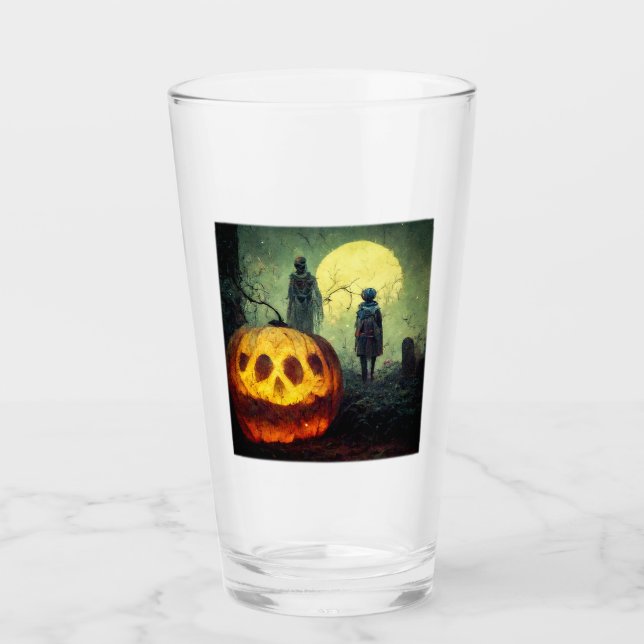 Tumbler en verre de lune d'Halloween (Devant)