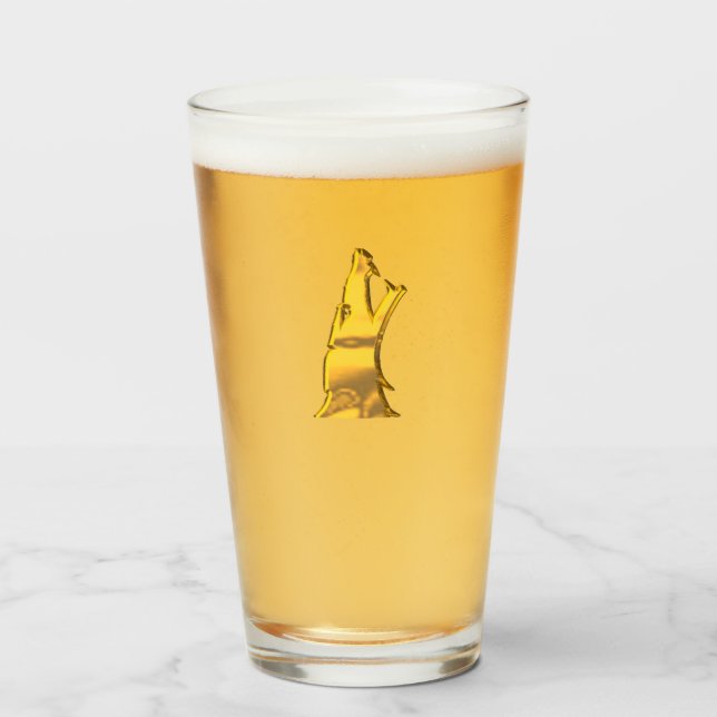 Tumbler en verre Golden Wolf Head (Devant (rempli))