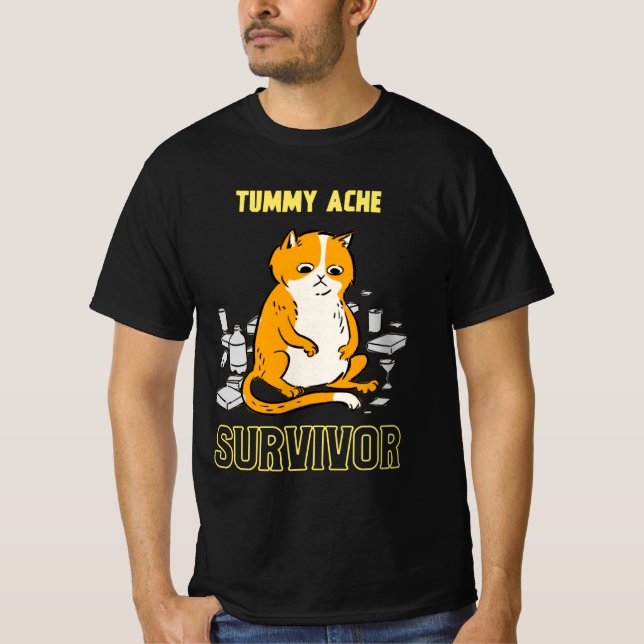 Tummy Ache Survivor Chat T-Shirt (Devant)