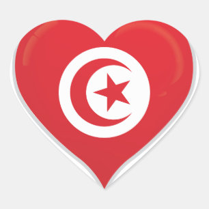 Tunisie amour drapeau orgueil autocollant coeur