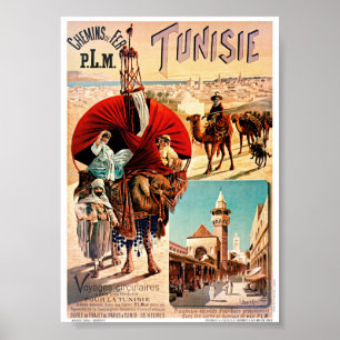Tunisie PLM Tunisia Affiche de voyage vintage rest