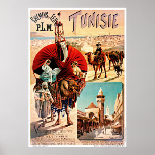 Tunisie PLM Tunisie Poster Vintage voyage restauré