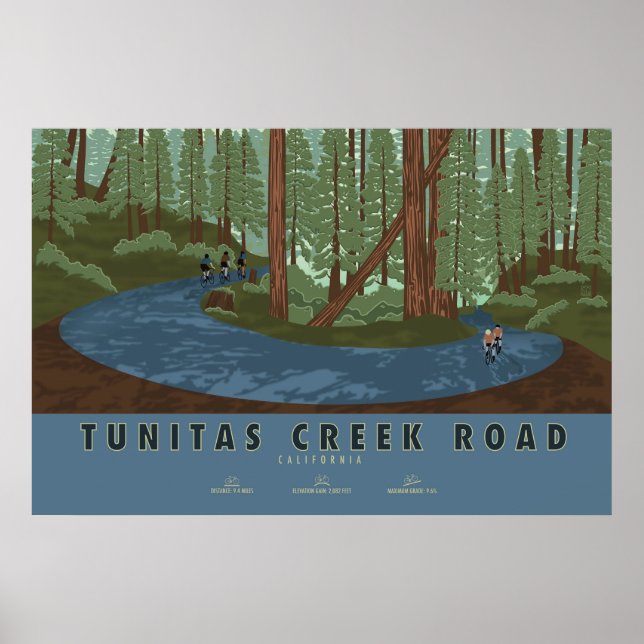Tunitas Creek Road Cycling Poster (Devant)