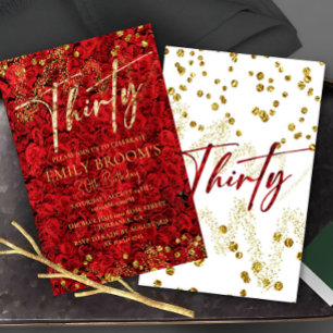 Turc Amour Roses 30e anniversaire Invitation